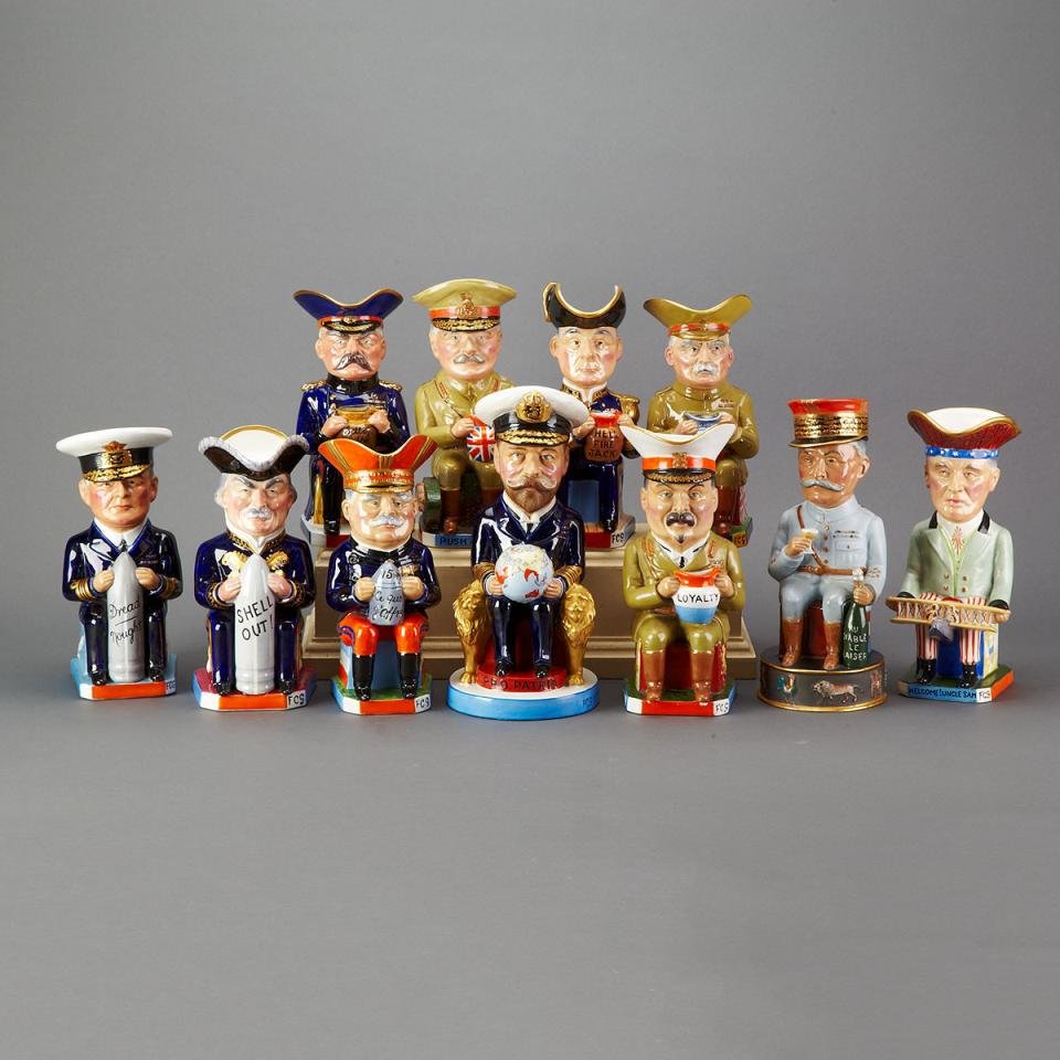 Set of Eleven Wilkinson ‘Allied Commanders’ Toby Jugs, Sir Francis Carruthers Gould, 1915-19