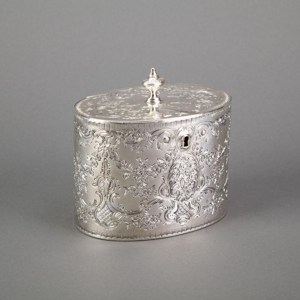 George III Silver Oval Tea Caddy, John Denzilow, London, 1781
