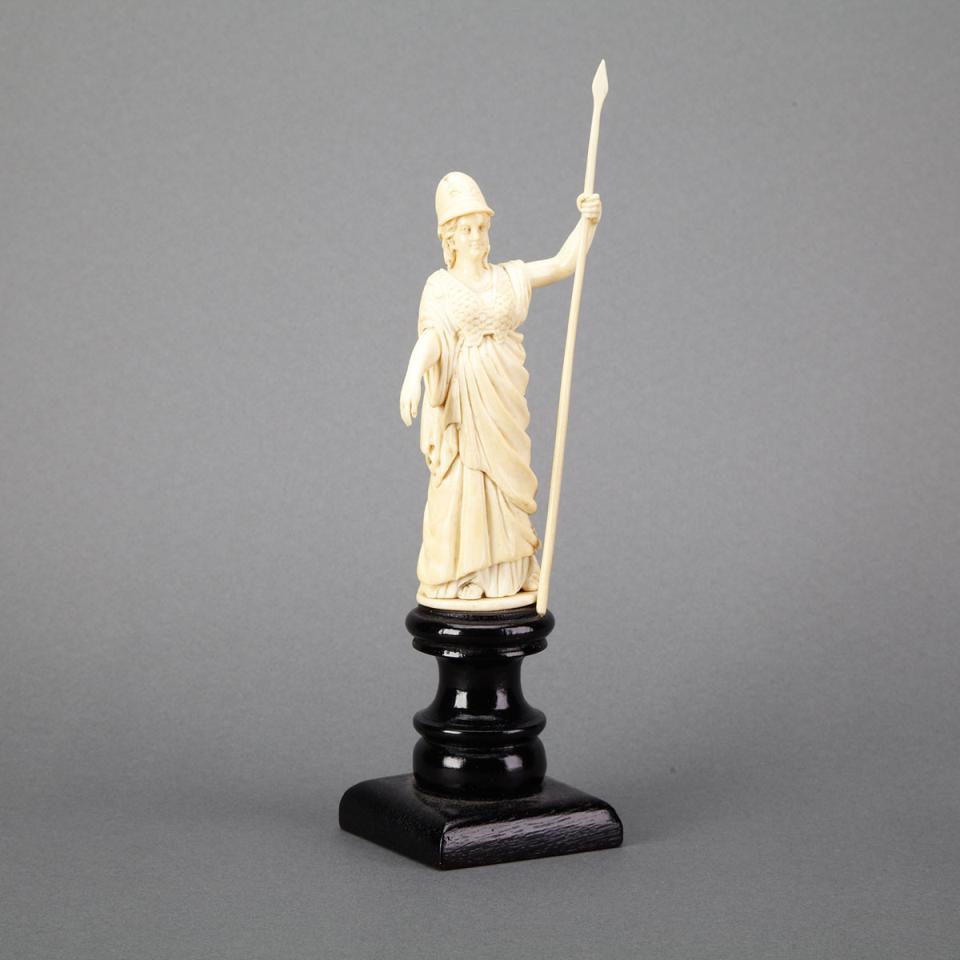 Continental Carved Ivory Figure of Athena, 19th century