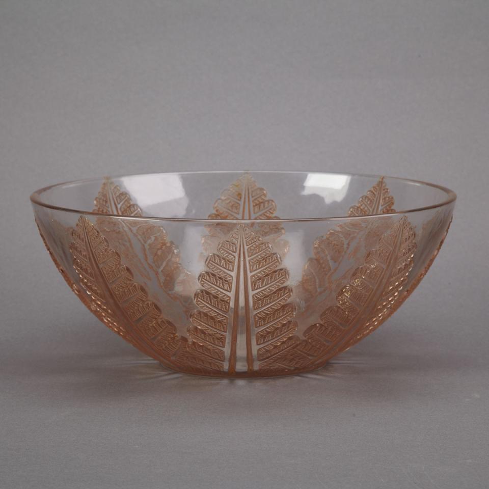 ‘Felix’, Lalique Moulded and Brown Stained Glass Bowl, c.1930