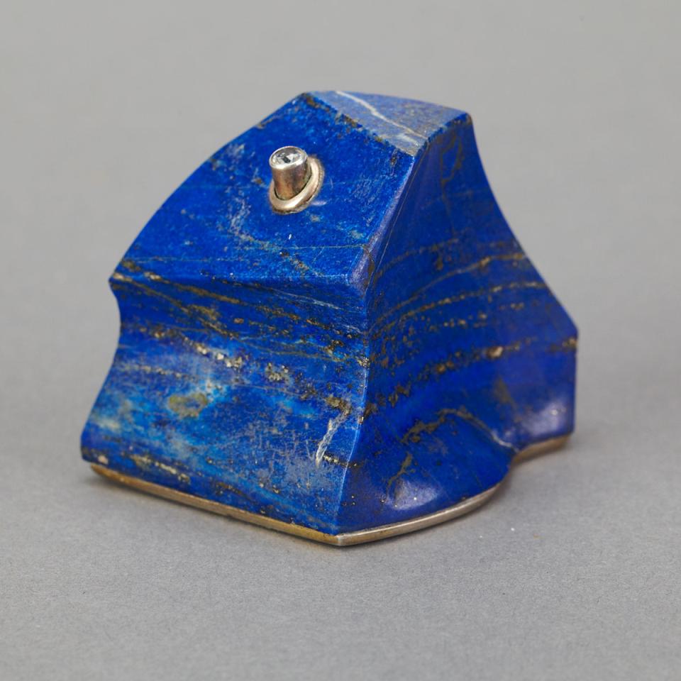 Russian Silver Mounted Lapis Lazuli Bell Push, Grigory Sbetnayev, Moscow, 1908-17