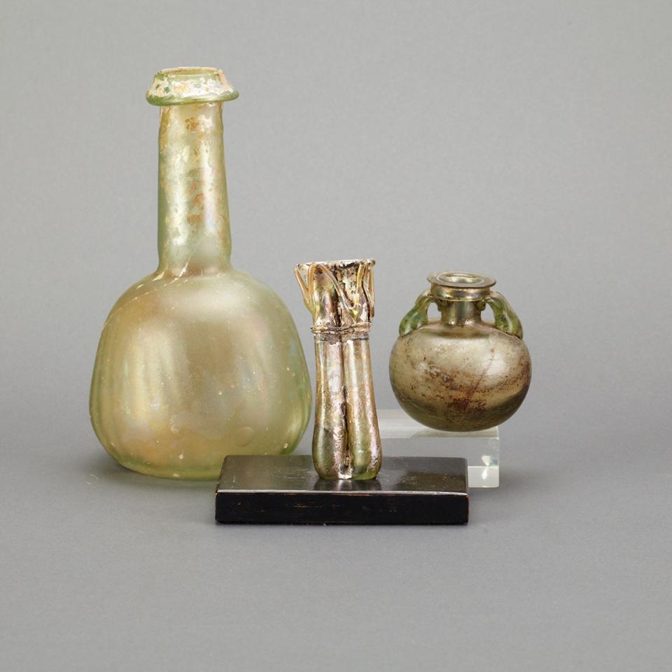 Three Pieces Roman Glass, 1st - 3rd centuries A.D.