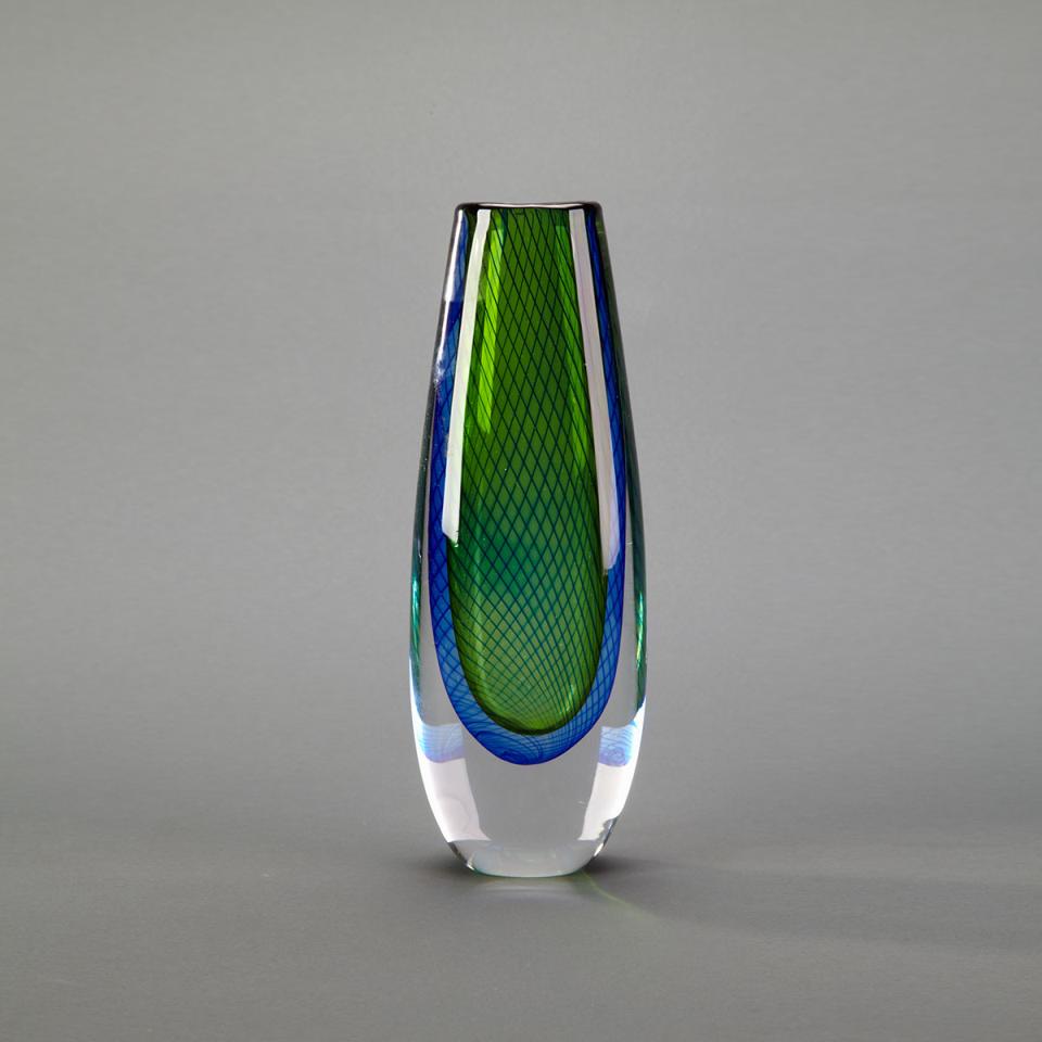 Kosta Internally Decorated Glass Vase, Vicke Lindstrand, c.1960