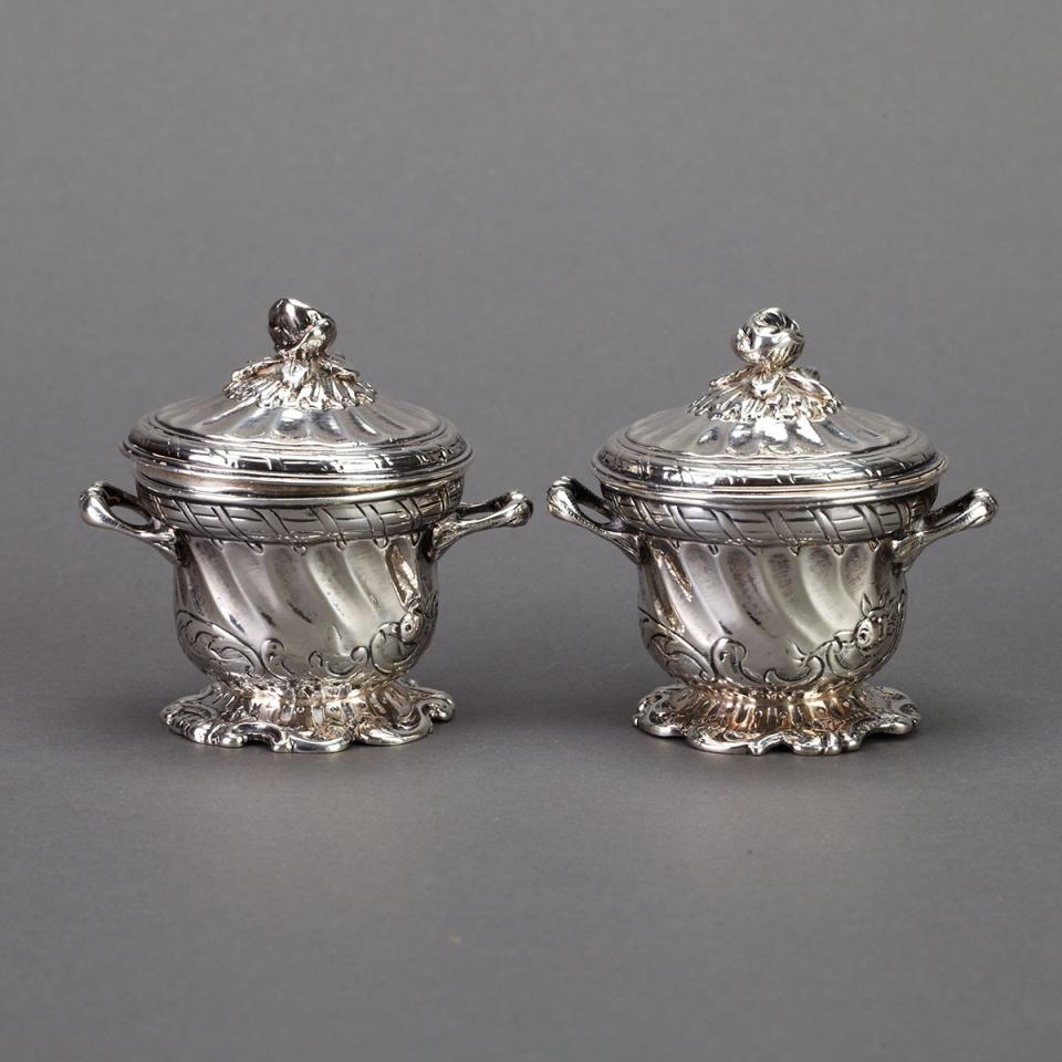 Pair of French Silver Pots-de Crème with Covers, Paris, mid-18th century