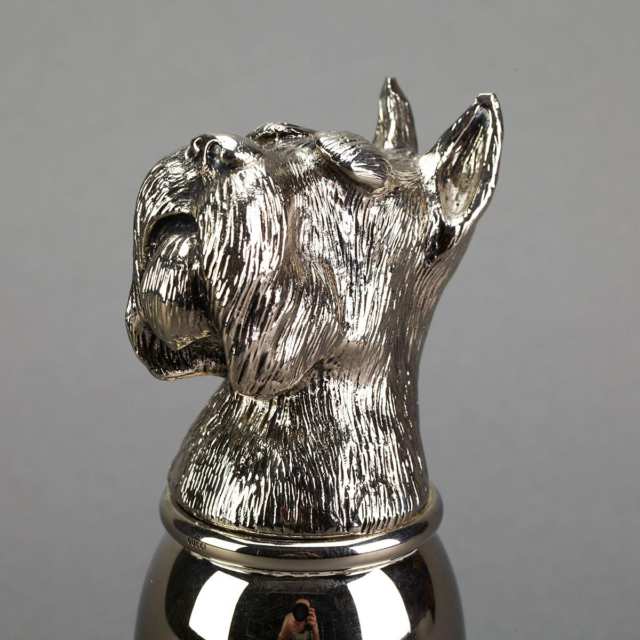 Gucci Silver Plated Scottie Dog’s Head Stirrup Cup, late 20th century