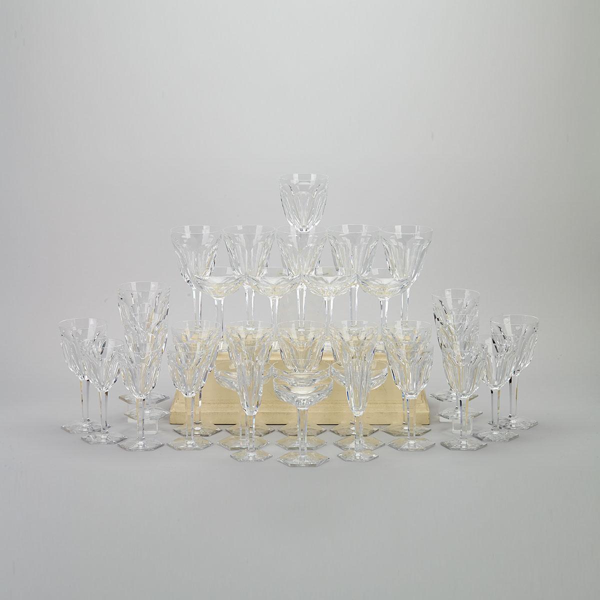 Suite of Baccarat ‘Compiègne’ Pattern Cut Glass Stemware, 20th century