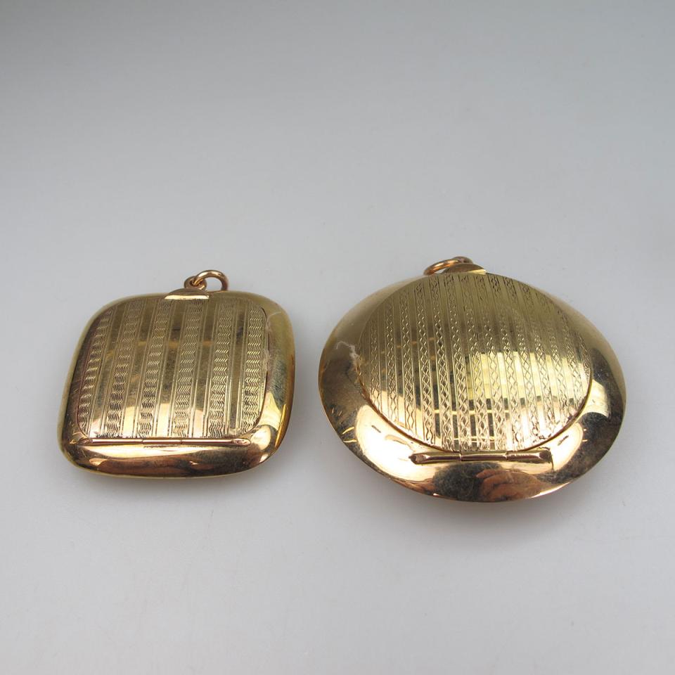 2 x English 9k Yellow Gold Compacts