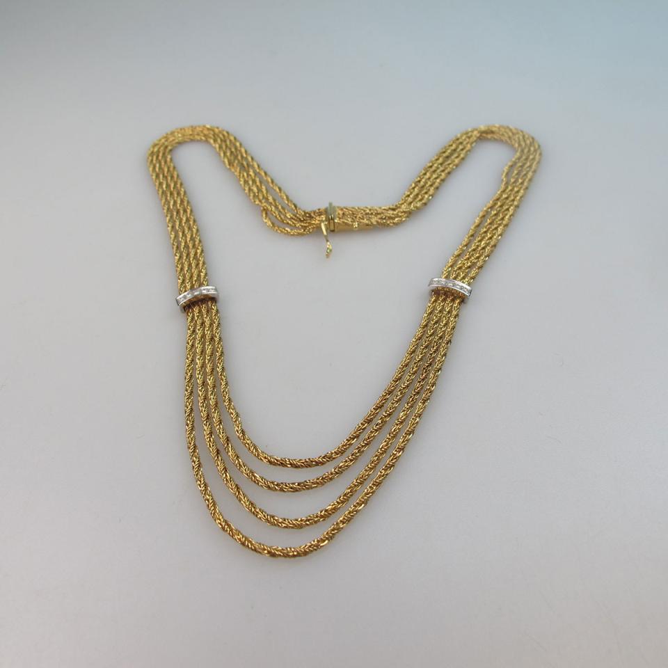 Tiffany & Co. 18k Yellow Gold Four Braided Strand Necklace