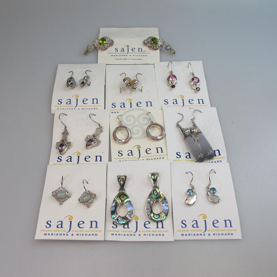 10 Pairs Of Sajen Sterling Silver Earrings