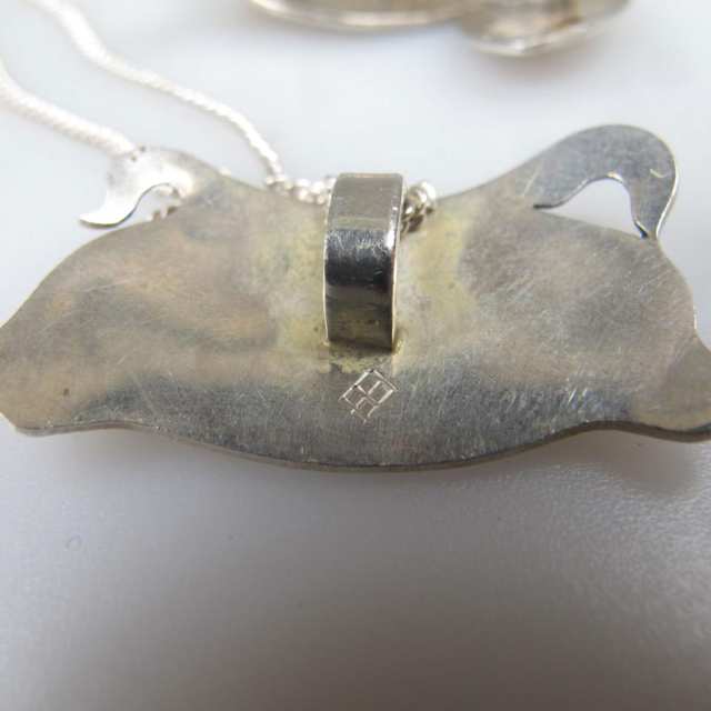 Haida Sterling Silver And Gold Salmon Pendant