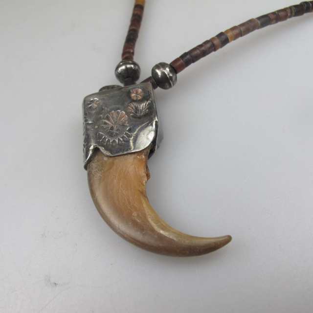 Navajo Sterling Silver And Bear Claw Pendant