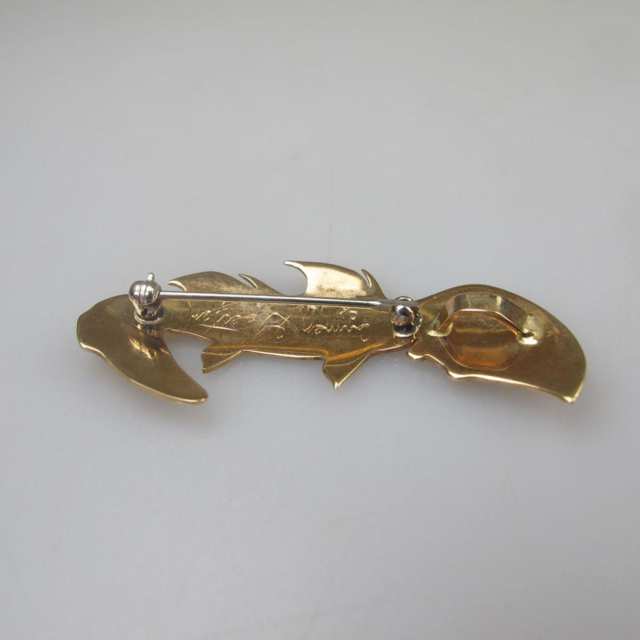 Carmen Goertzen Haida 14k Yellow Gold Orca & Raven Pin/Pendant
