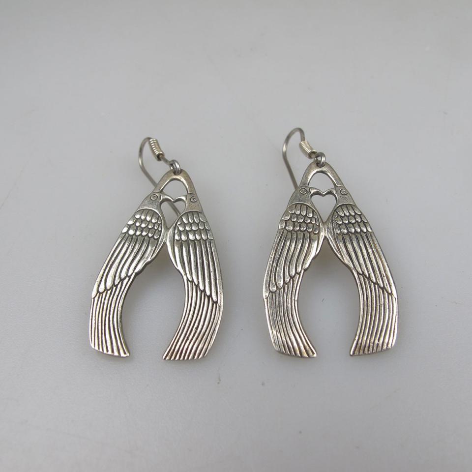 Pair Of Jackson Pino Navajo Sterling Silver Drop Earrings