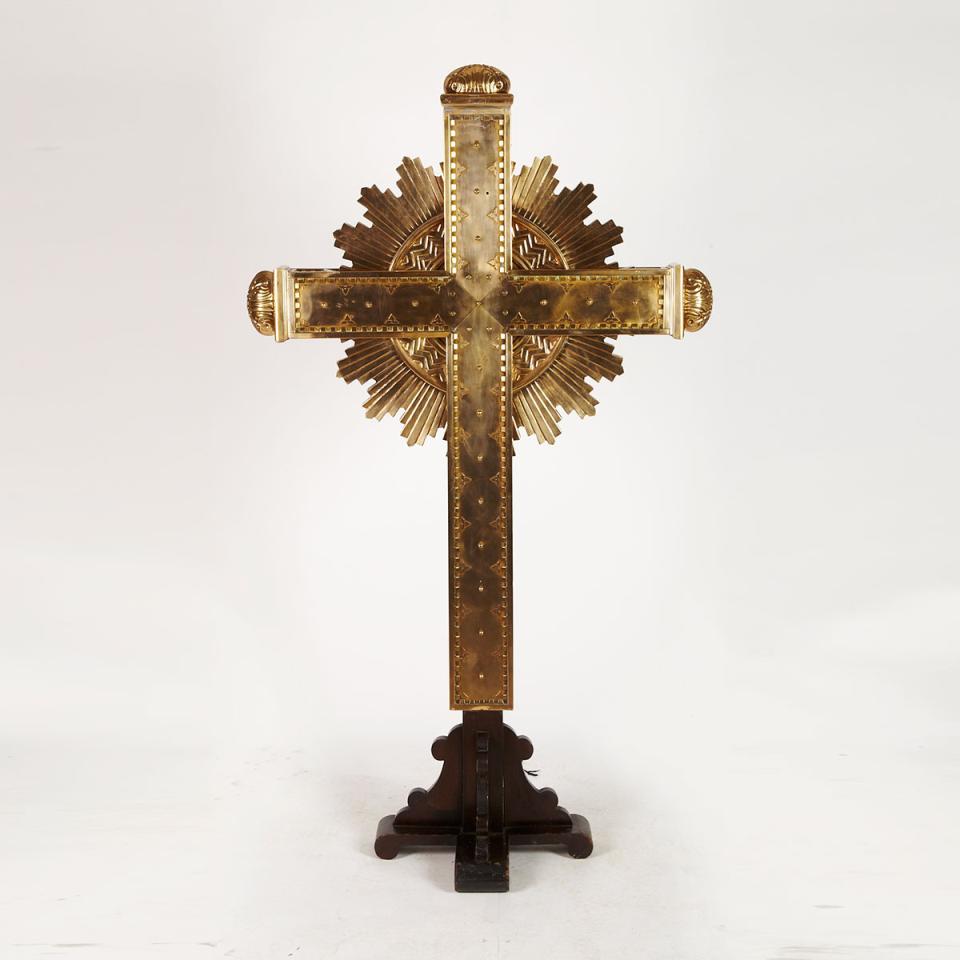 Large French Bronze Latin Altar Cross, c.1900