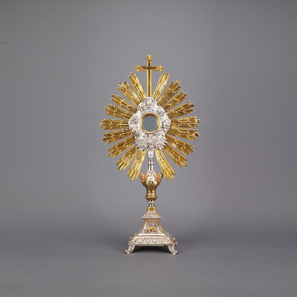 French Silvered and Gilt Metal Monstrance, 19th century