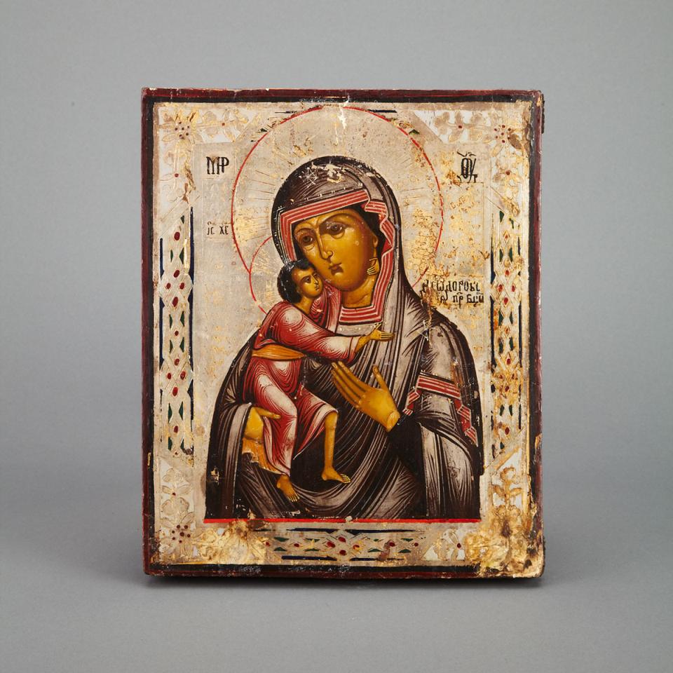 Russian Icon of the Vladimirskaya Mother of God, 19th century