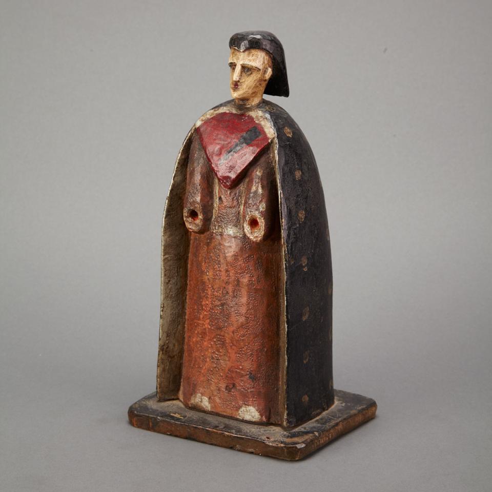 Zoilo Cajigas (Puerto Rican, 1875-1962) Carved and Polychromed Figure of a Saint, mid 20th century