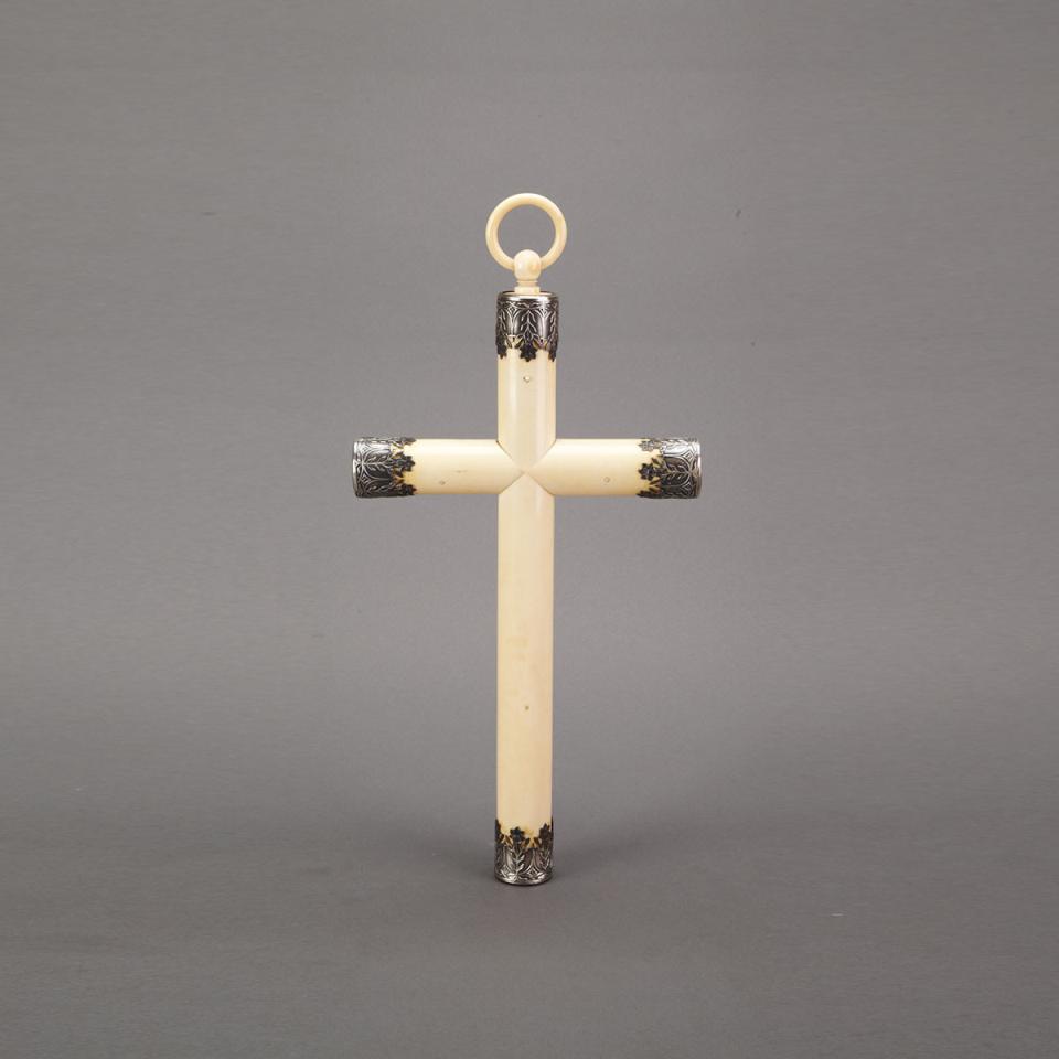 Silver Mounted French ‘Ivory’ Cross, early-mid 20th century