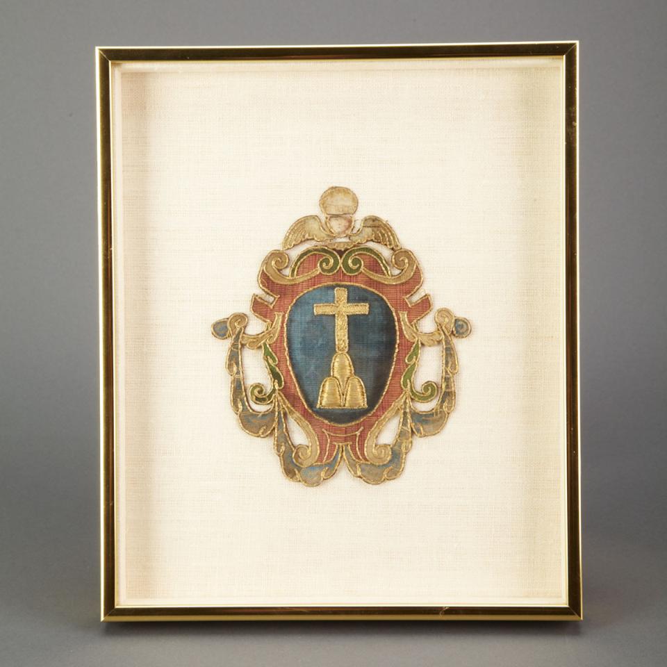 Italian Velvet, Silk and Gilt Thread Insignia Appliqué, 18th century or earlier