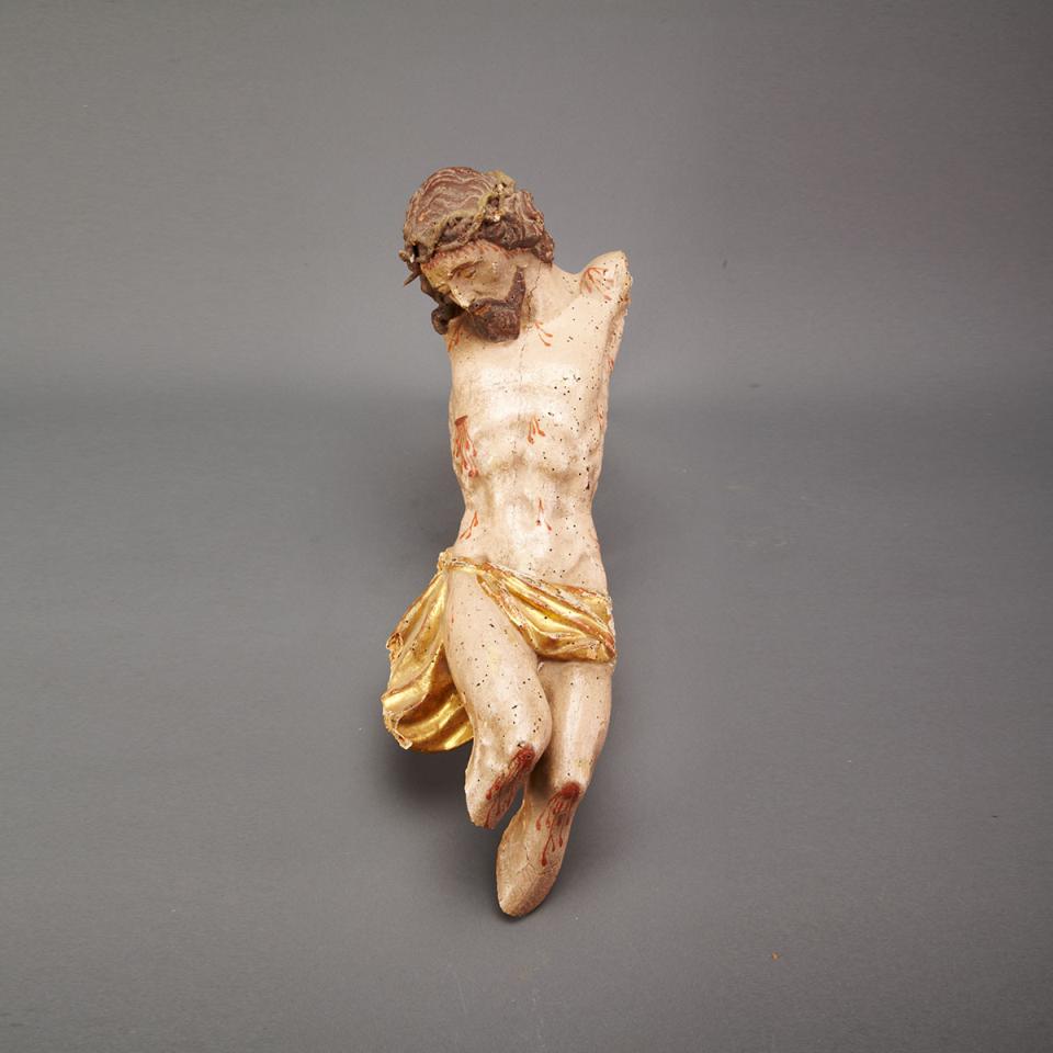 South German Carved and Polychromed Fragment of the Figure of Christ, 18th century