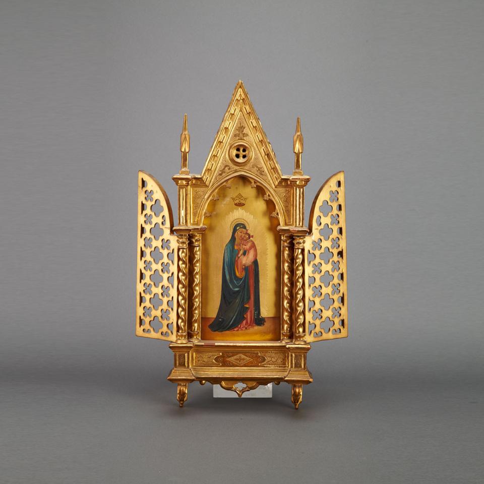 Florentine Carved Giltwood Icon of The Virgin and Child, early 20th century