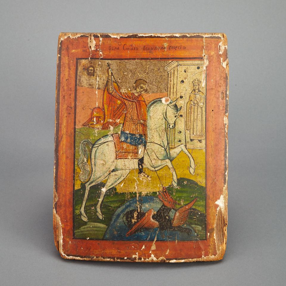 Greek Icon of St. George and the Dragon, 18th/19th century