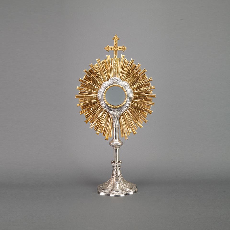 French Silvered and Gilt Metal Monstrance, 19th century