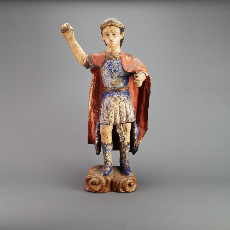 Continental Carved and Polychromed Figure of a Saint, 19th century