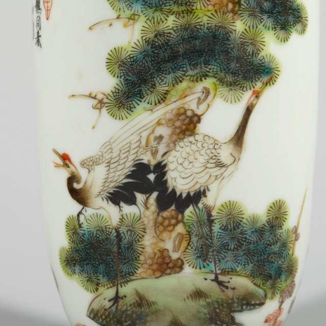 Pair of ‘Pine and Crane’ Vases
