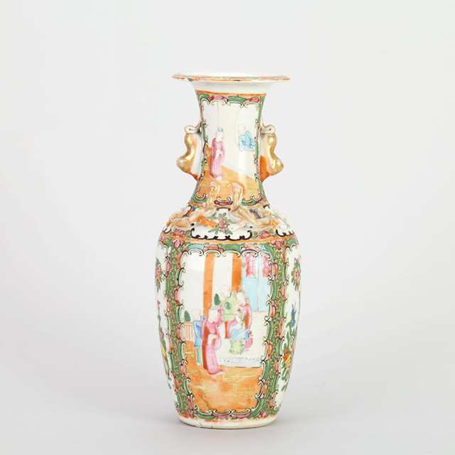 Group of Six Export Canton Rose Vases, 19th Century