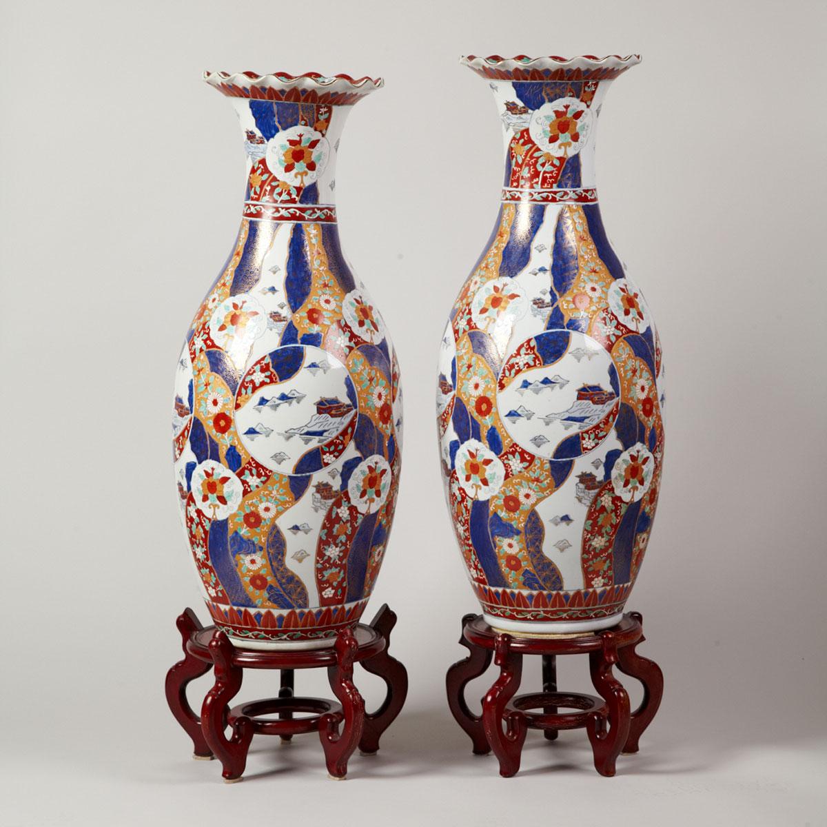 Pair of Large Chinese Imari Vases