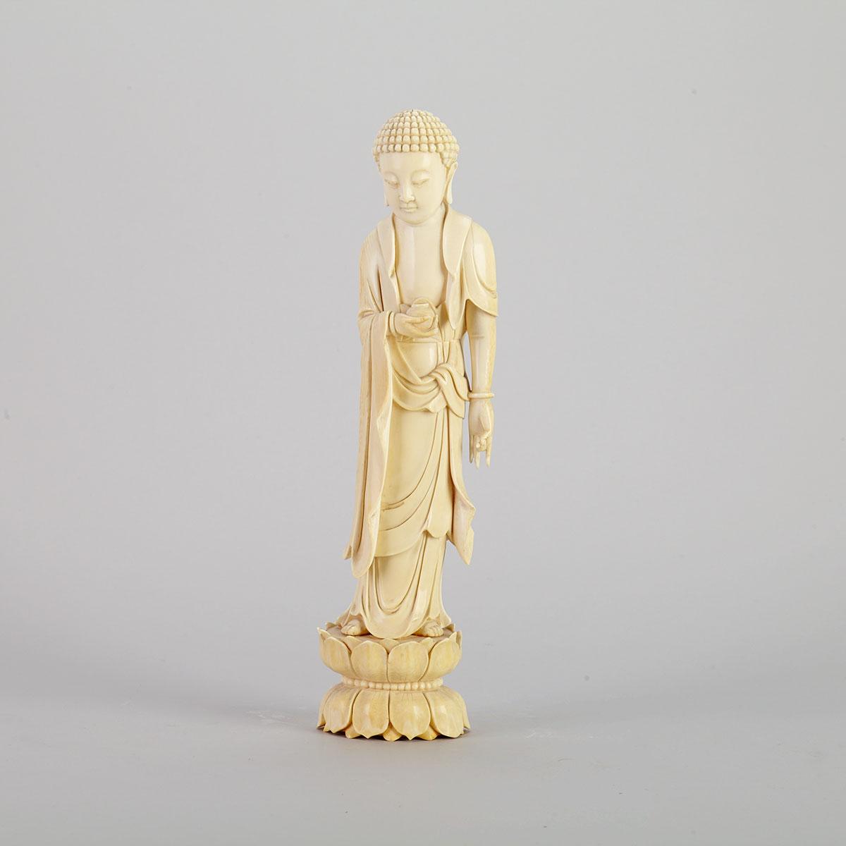 Finely Carved Ivory Figure of Buddha