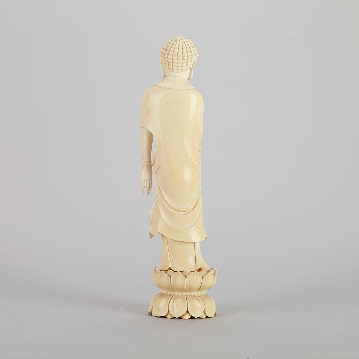 Finely Carved Ivory Figure of Buddha