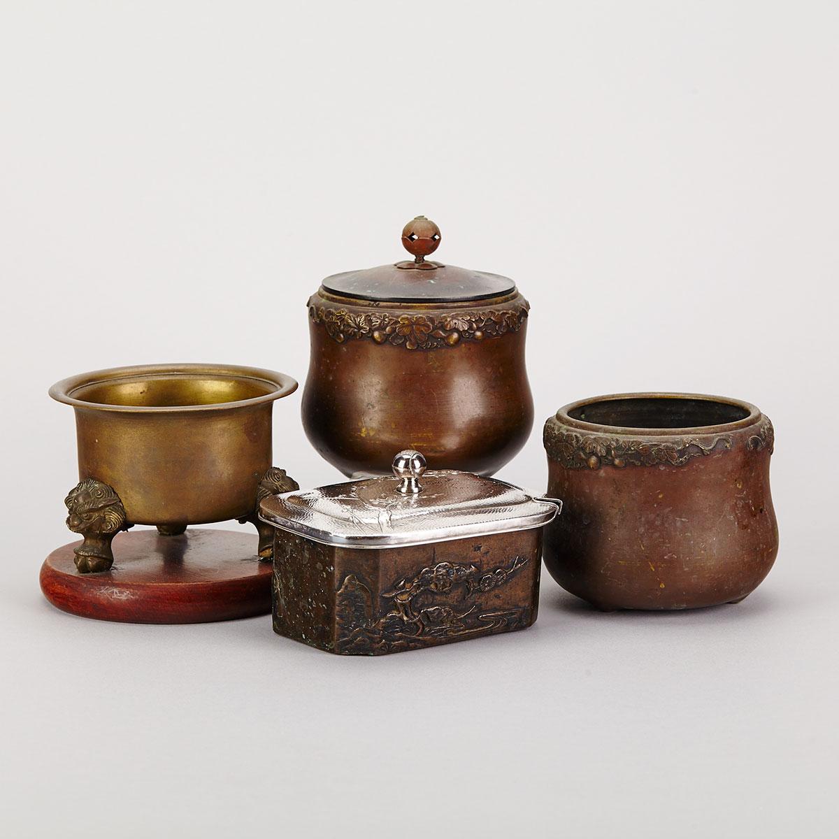 Group of Four Japanese Bronze Wares
