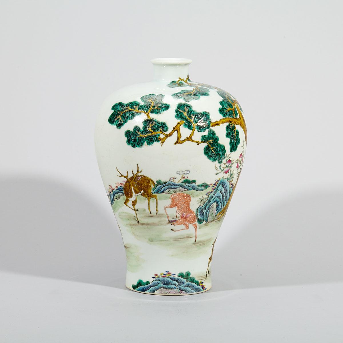 Famille Rose ‘ Longevity’ Meiping Vase, Yongzheng Mark