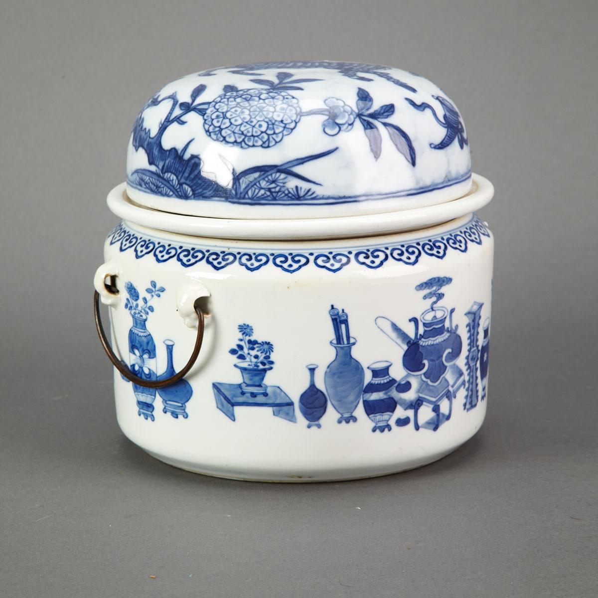 Blue and White Congee Pot, Late Qing Dynasty