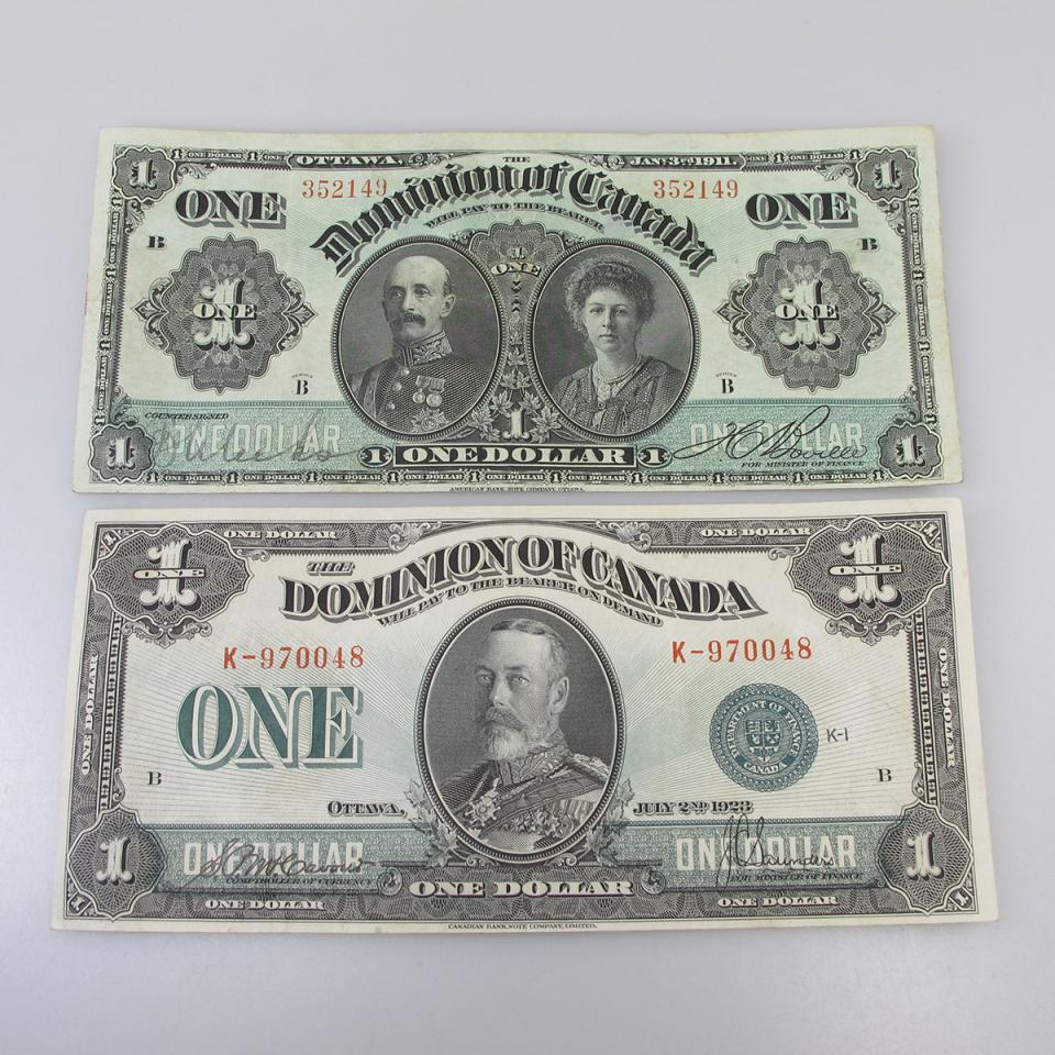 Two Dominion Of Canada $1 Bank Notes