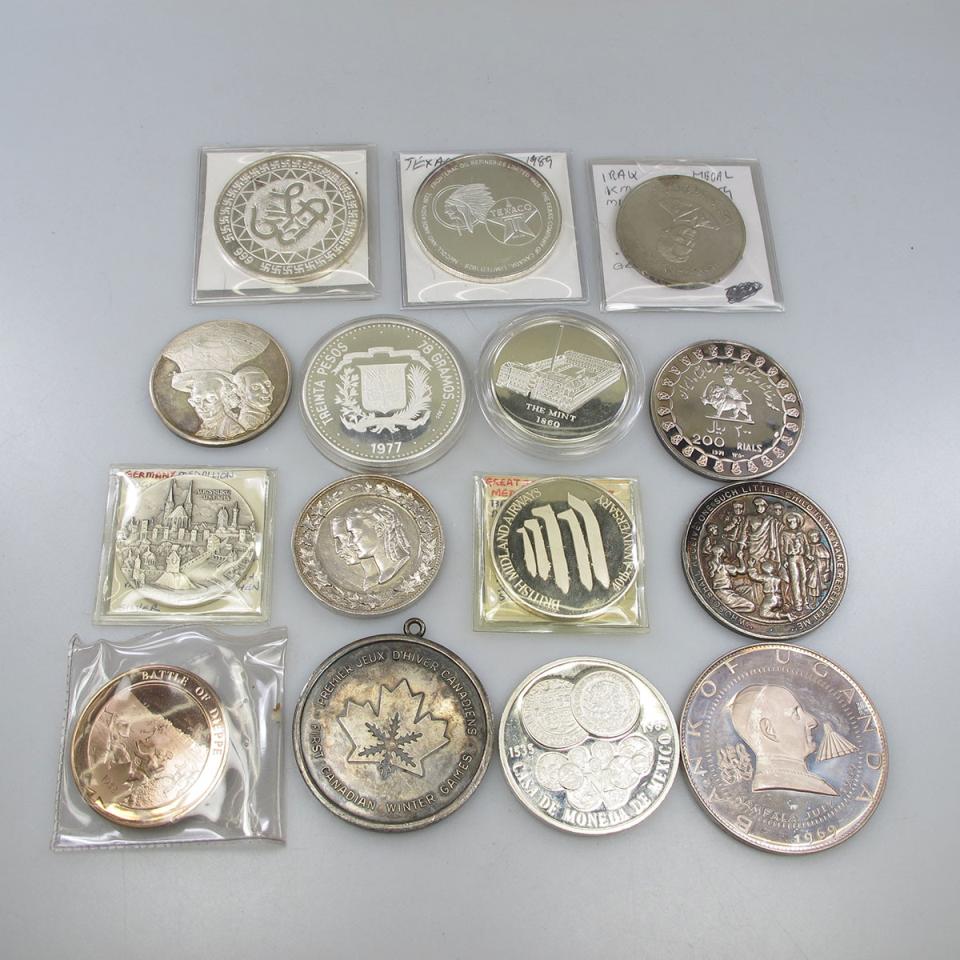15 Various Silver And Silver Plated Medallions