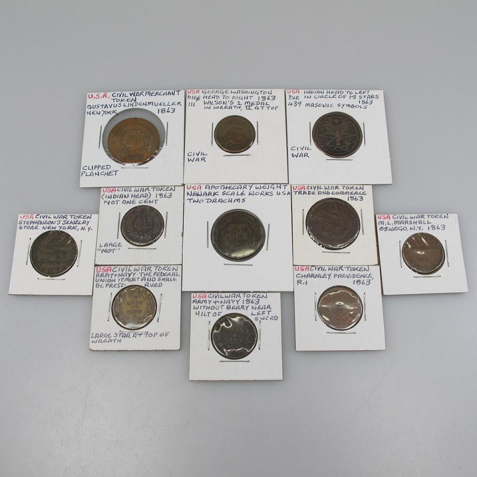Quantity Of American Civil War Tokens, Apothecary Weights, Etc 