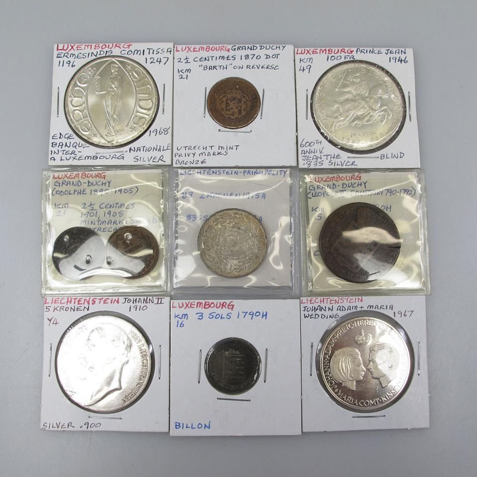 Quantity Of Coins And Medallions From Liechtenstein And Luxembourg