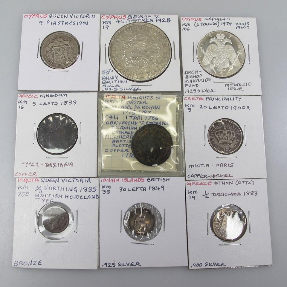 Quantity Of Coins, Medallions And Tokens From Greece, Cyprus, Iona, Crete And Malta