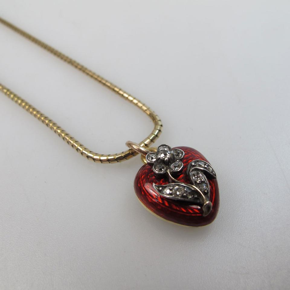 14k Yellow Gold Chain And Heart-Shaped Pendant