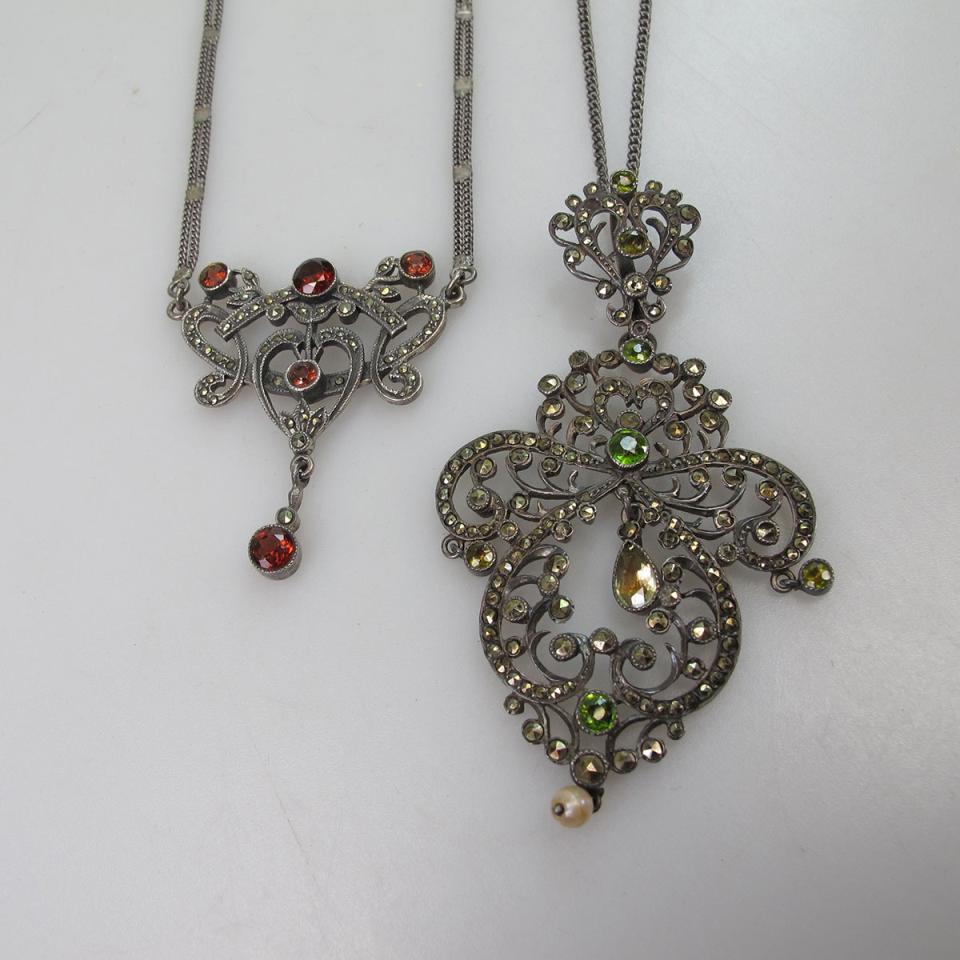 2 Silver Necklaces 