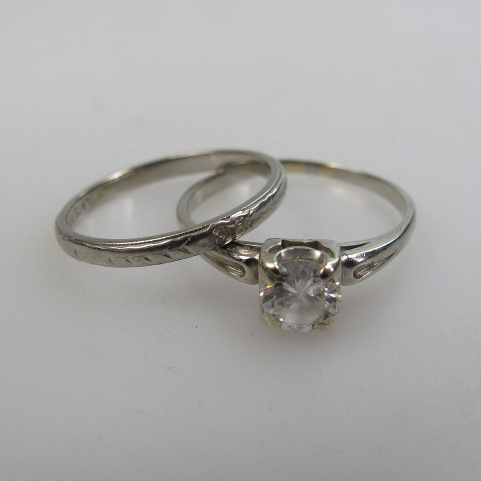 18k White Gold Engagement And Wedding Ring