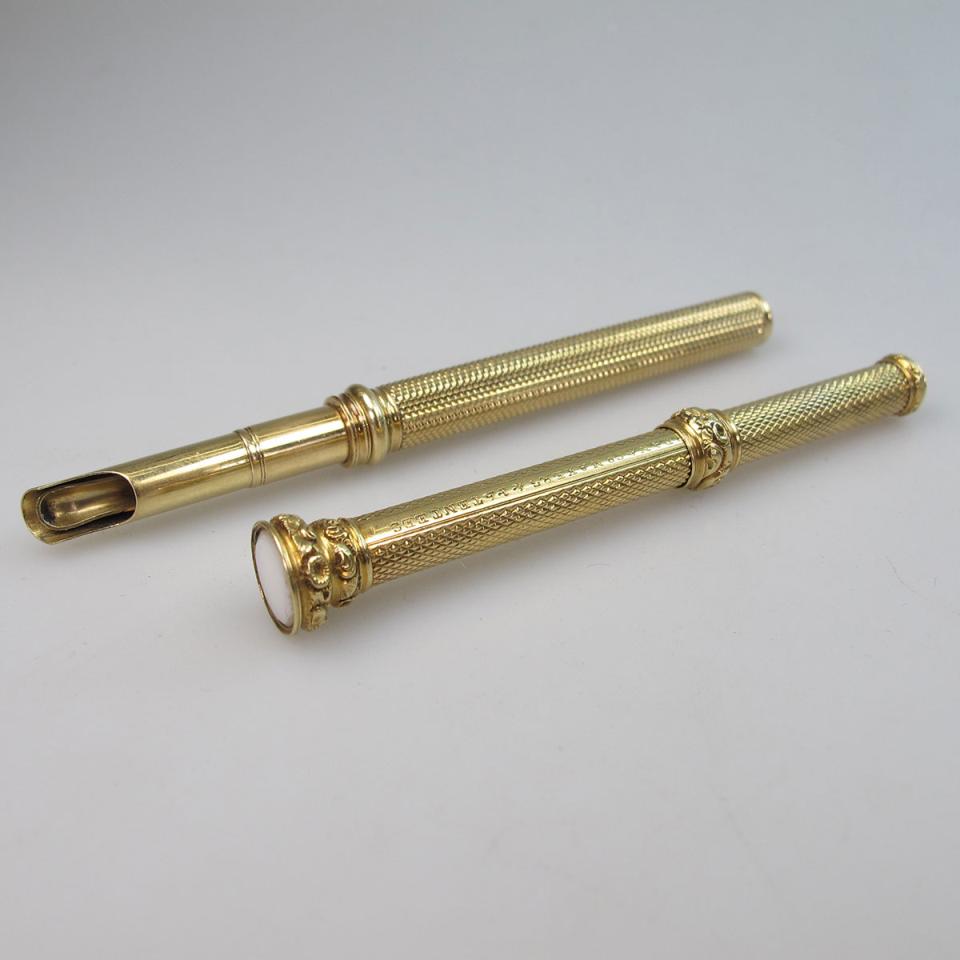 S. Mordan 18k Yellow Gold And Gold-Filled Pen And Mechanical Pencil