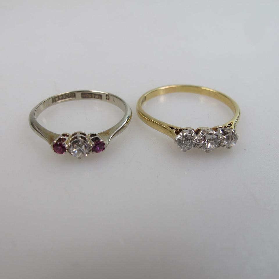 2 x 18k Yellow Gold And Platinum Rings