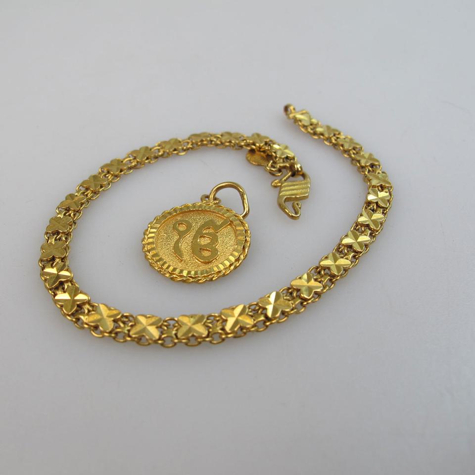 High Carat Yellow Gold Bracelet And Pendant