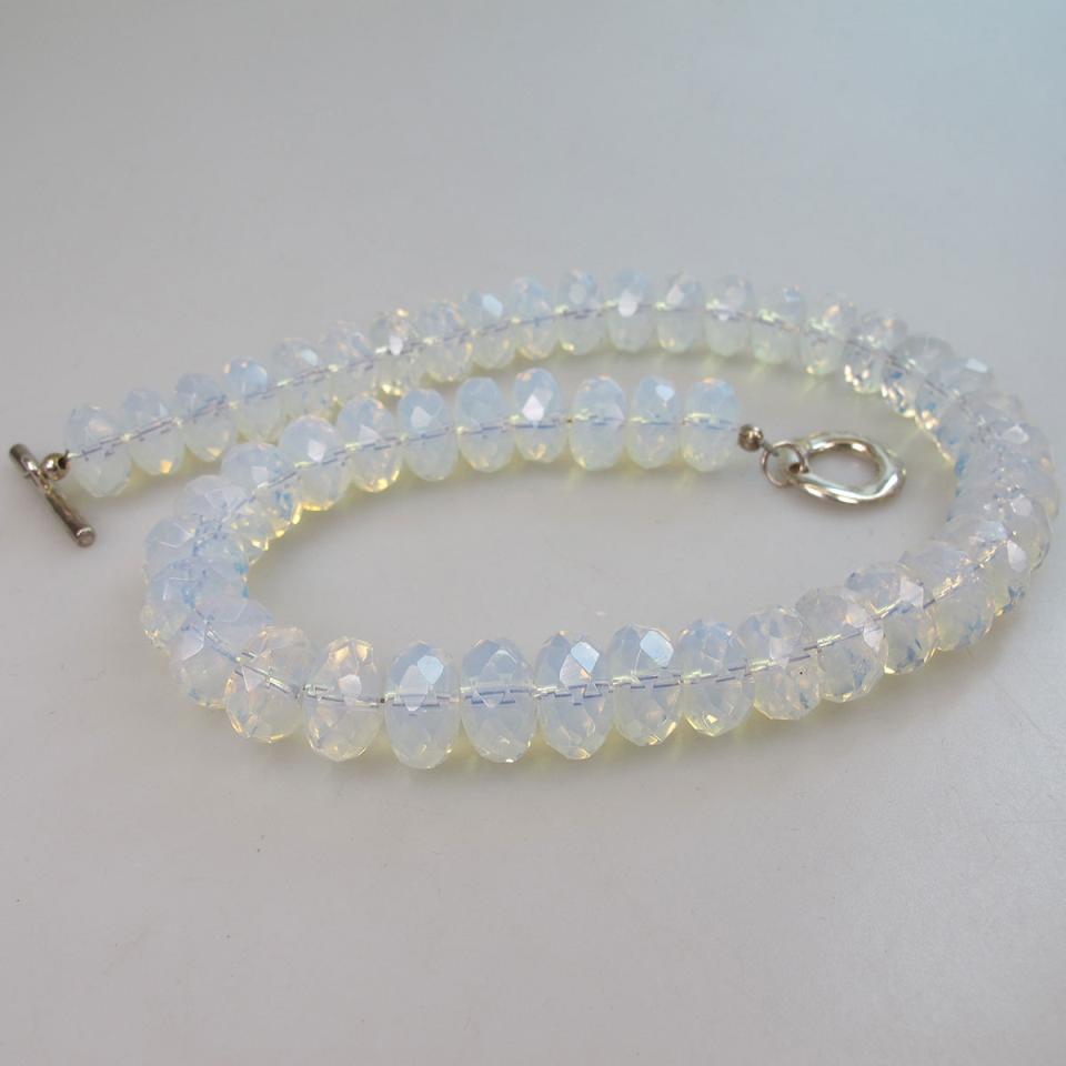 Jaleh Farhad Pour Single Strand Faceted Opalescent Glass Bead Necklace