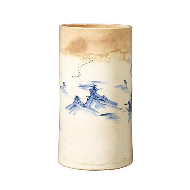 Blue and White Awata Glazed Container, 17th/18th Century