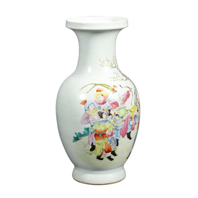 Famille Rose Figural Vase, 19th Century